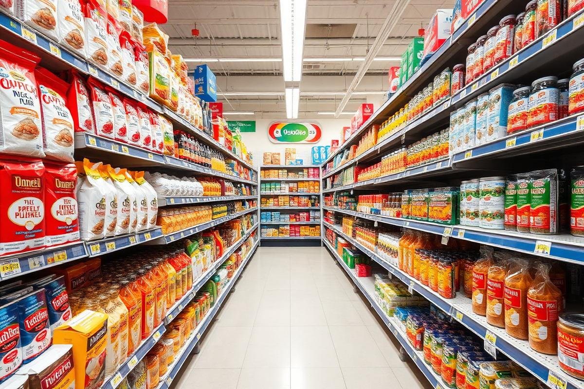 Well stocked Asian grocery aisle