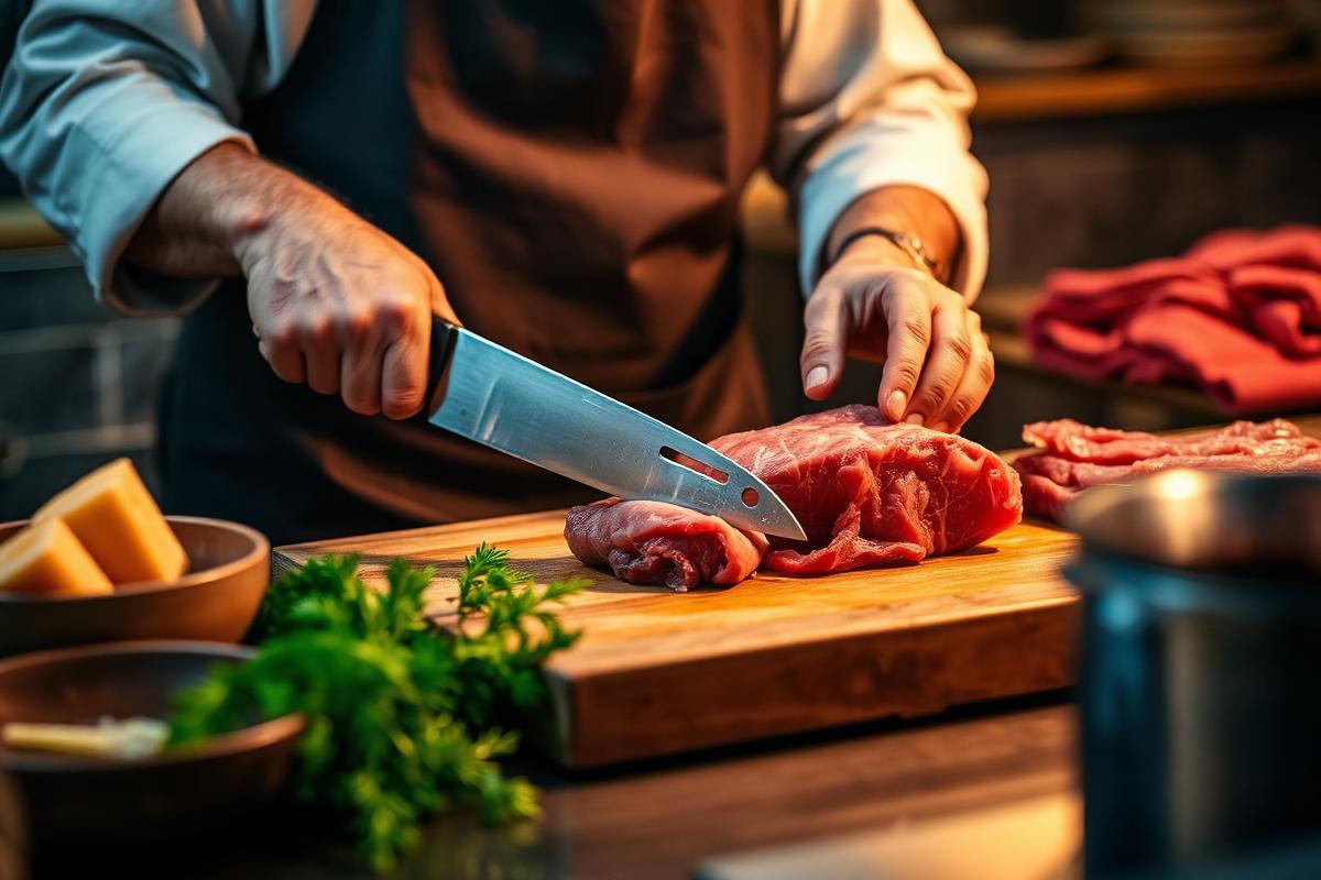 Butcher preparing fresh meat